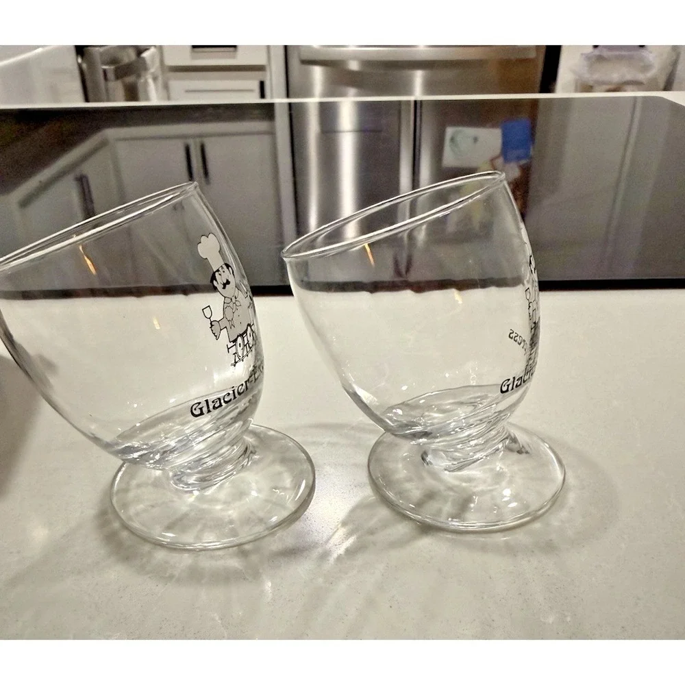 Glacier Express Swiss Train Slanted Wine Glass  Original Box‎ Set of 2 Vintage